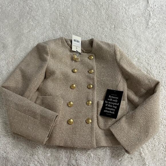 Tuckernuck Jackets & Blazers - Tuckernuck Maria'a Biege Tweed Blazer Gold Button M Preppy Country Club Church